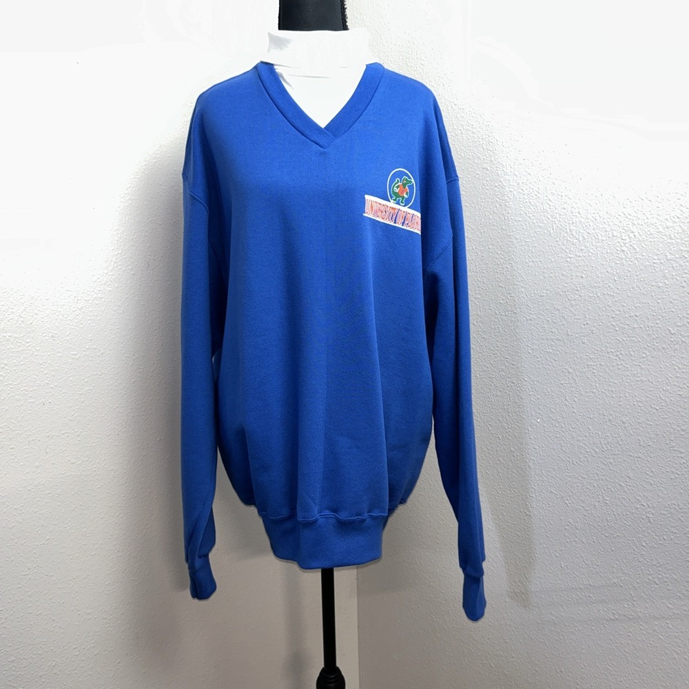 Vtg University Of Florida Pullover Sweater Women's XL‎ Blue Built In Turtleneck